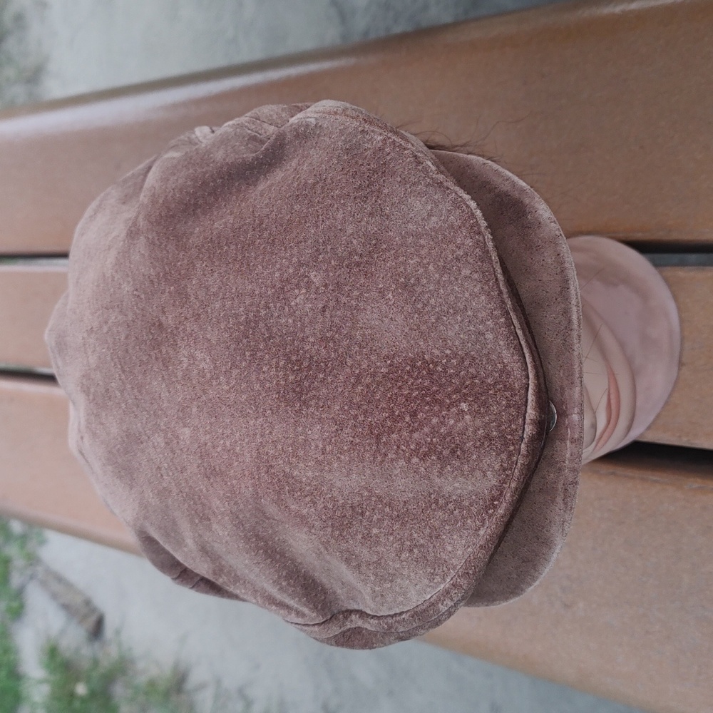 Vtg Hatterdashery Suede Cabbie Adjustable Hat Cap Brown